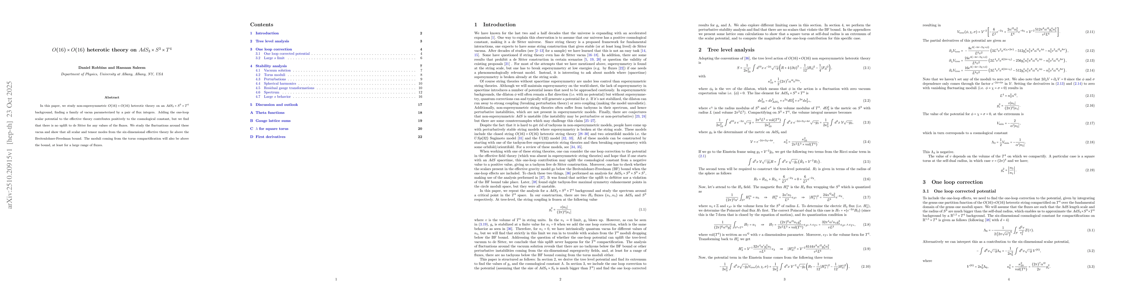 Thumbnail for O(16)$\times$O(16) heterotic theory on $AdS_3\times S^3\times T^4$