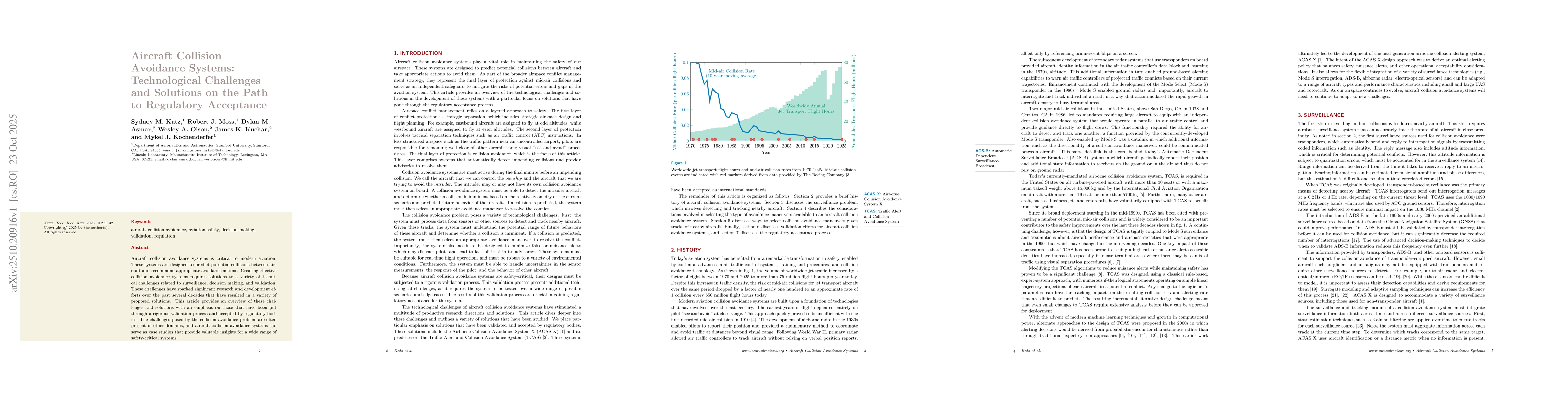 Thumbnail for Aircraft Collision Avoidance Systems: Technological Challenges and
  Solutions on the Path to Regulatory Acceptance