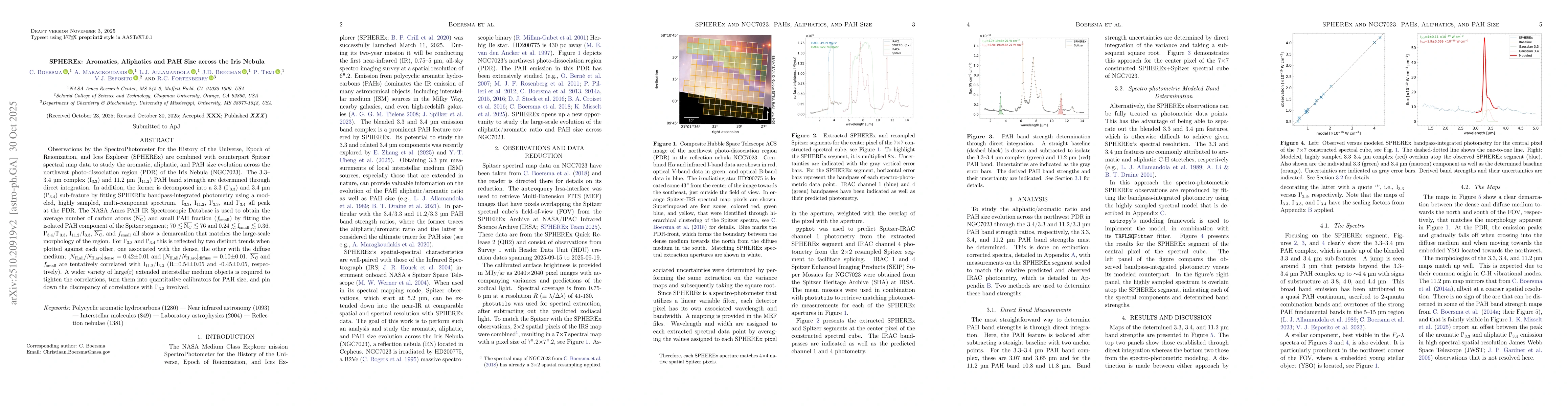 Thumbnail for SPHEREx: Aromatics, Aliphatics and PAH Size across the Iris Nebula