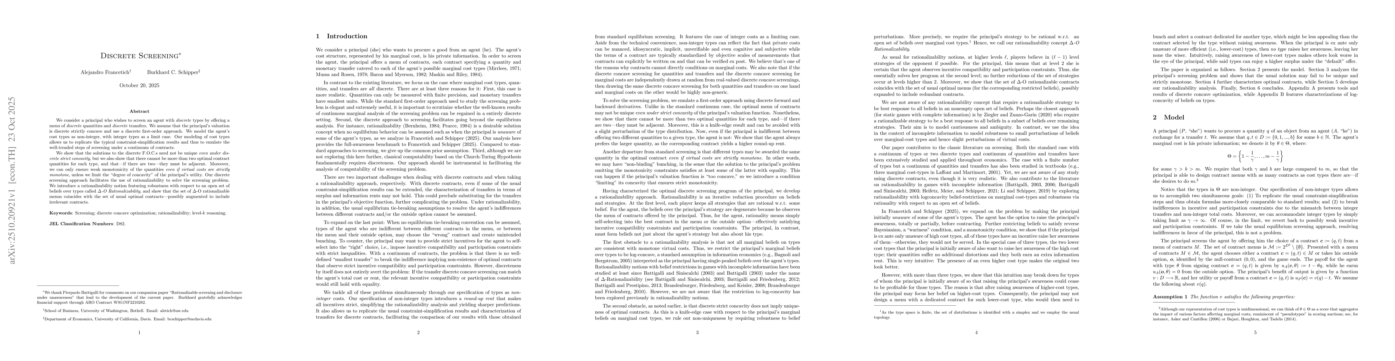 Thumbnail for Discrete Screening