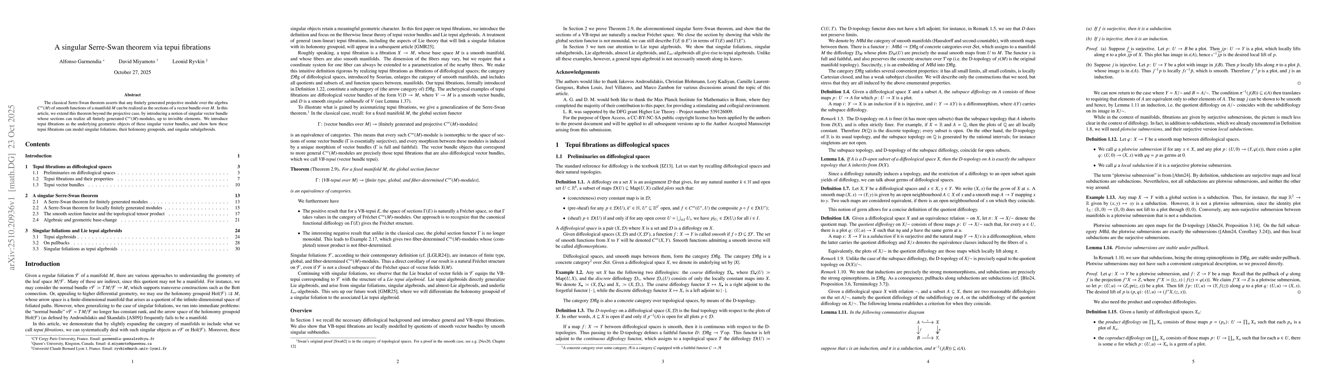 Thumbnail for A singular Serre-Swan theorem via tepui fibrations