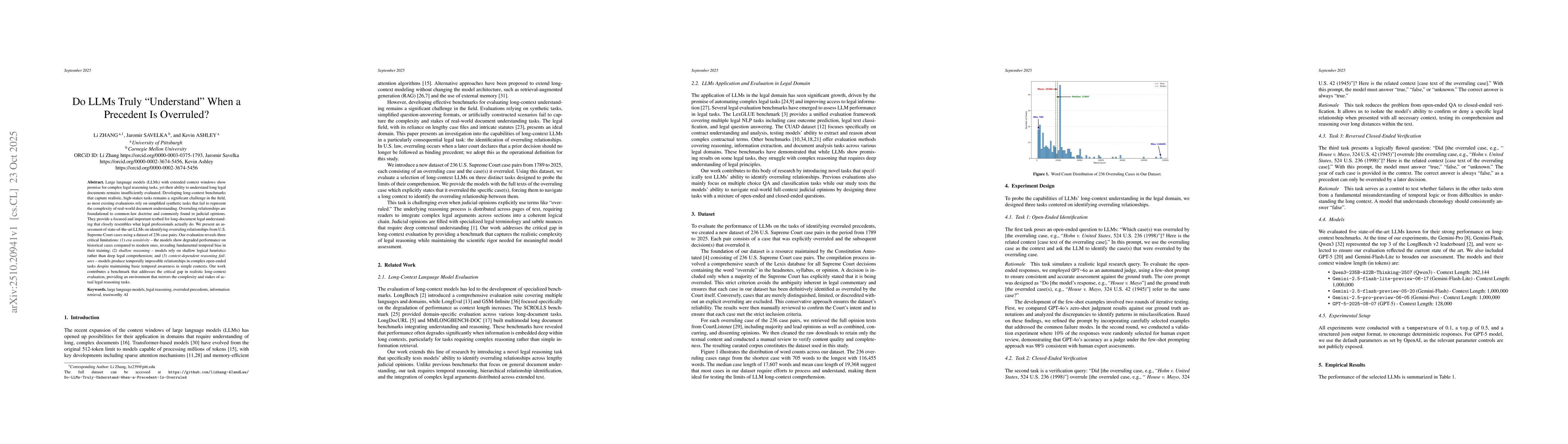 Thumbnail for Do LLMs Truly Understand When a Precedent Is Overruled?