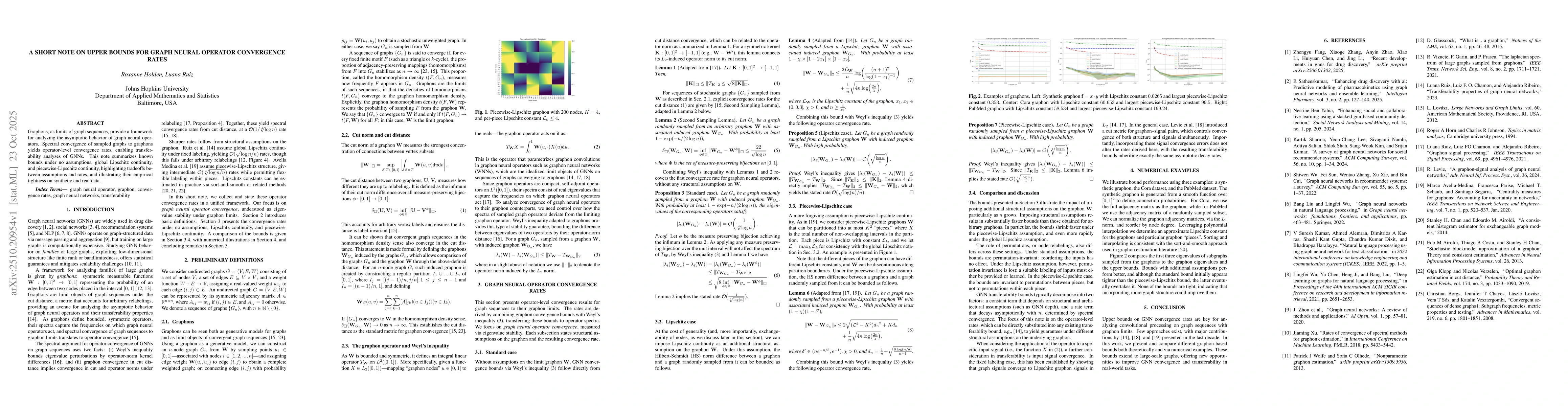 Thumbnail for A Short Note on Upper Bounds for Graph Neural Operator Convergence Rate