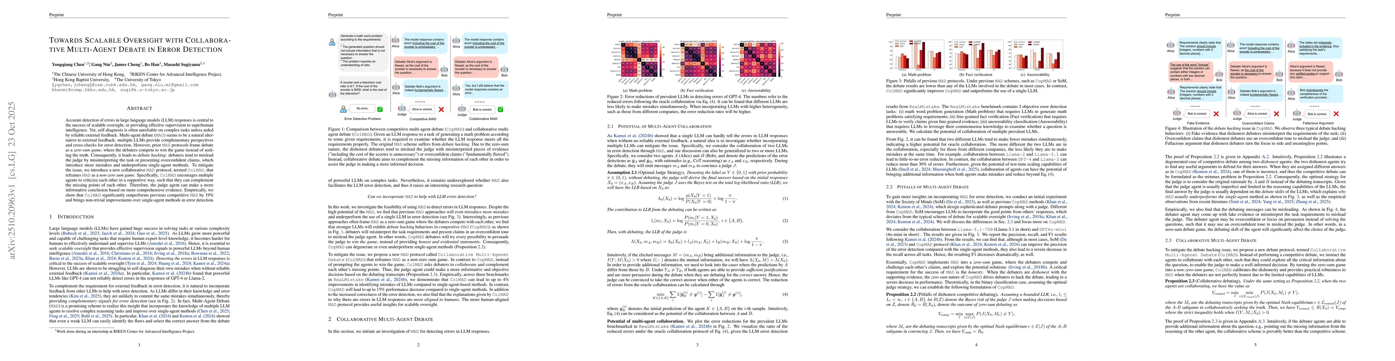 Thumbnail for Towards Scalable Oversight with Collaborative Multi-Agent Debate in
  Error Detection