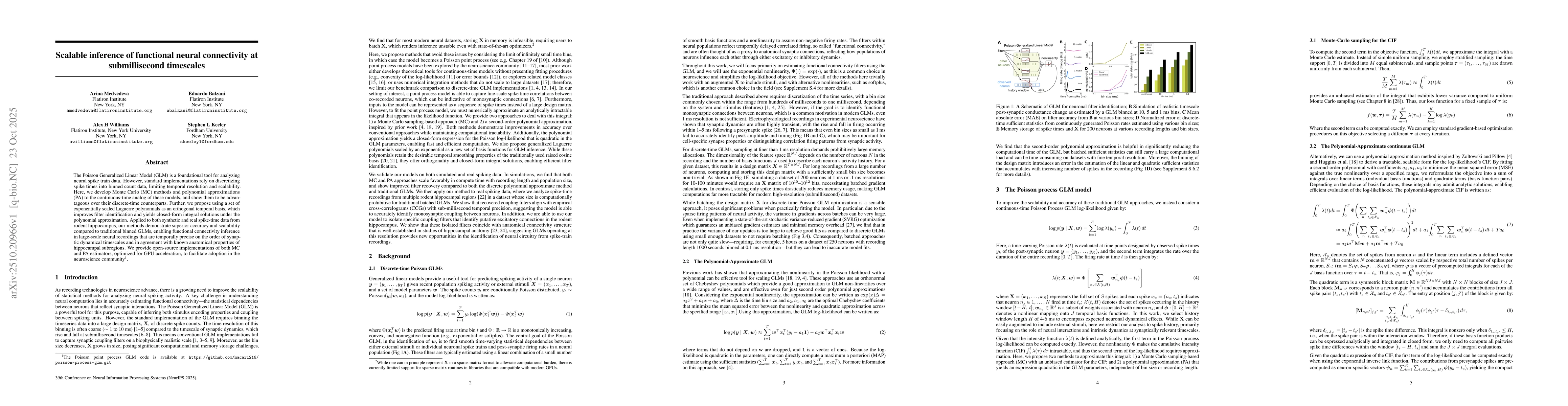 Thumbnail for Scalable inference of functional neural connectivity at submillisecond
  timescales