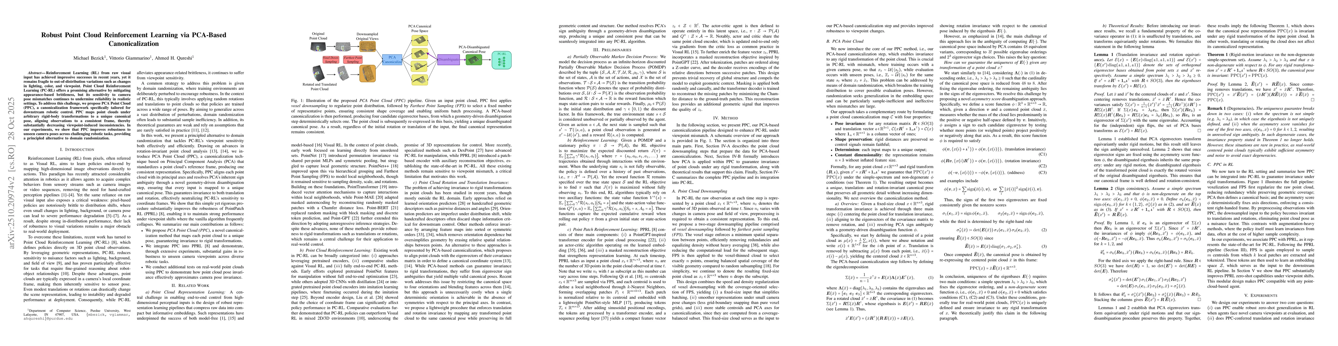 Thumbnail for Robust Point Cloud Reinforcement Learning via PCA-Based Canonicalization