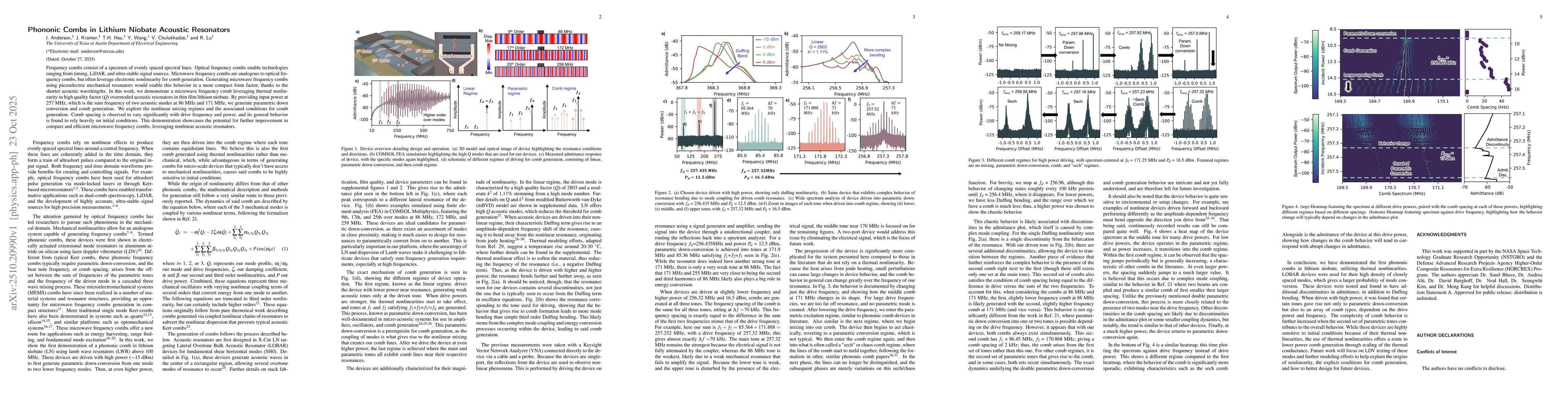 Thumbnail for Phononic Combs in Lithium Niobate Acoustic Resonators