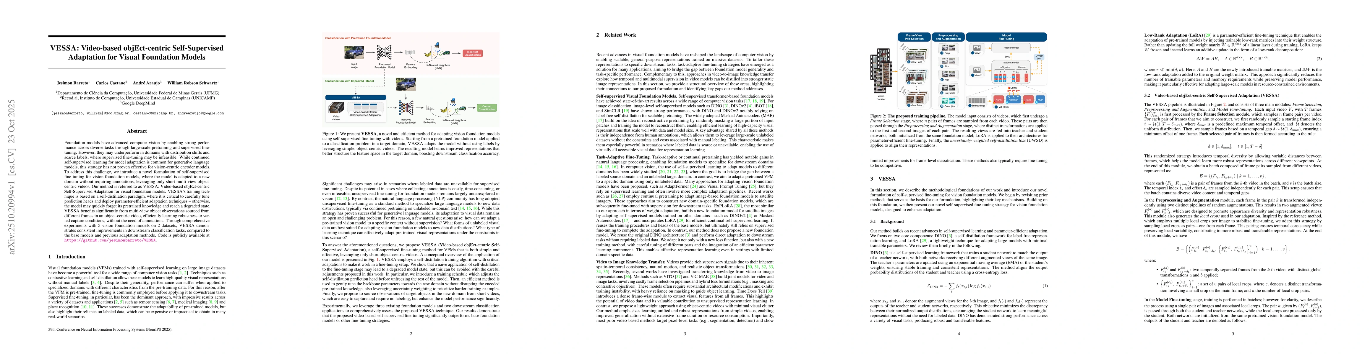 Thumbnail for VESSA: Video-based objEct-centric Self-Supervised Adaptation for Visual
  Foundation Models