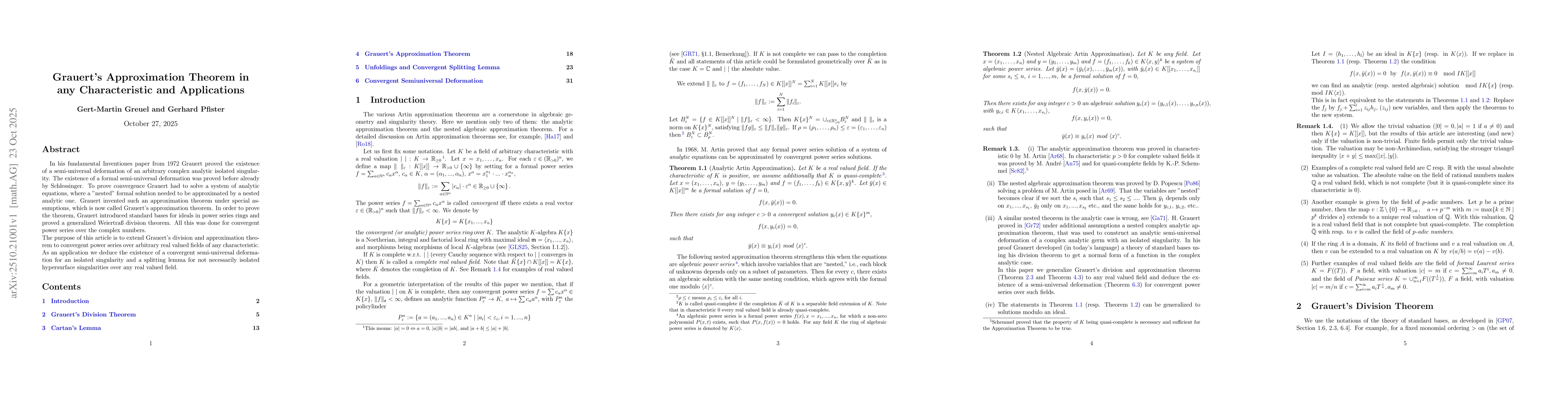 Thumbnail for Grauert's Approximation Theorem in any Characteristic and Applications