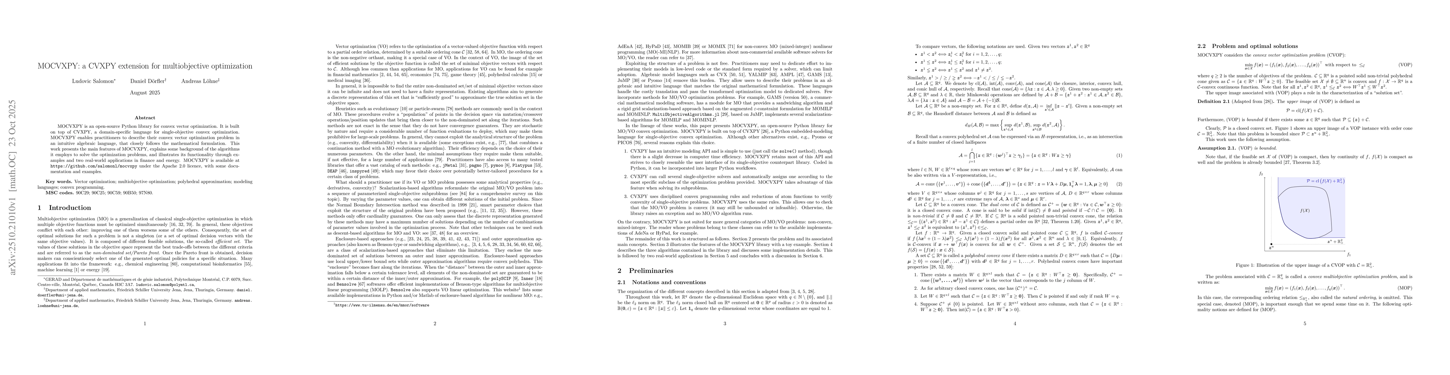 Thumbnail for MOCVXPY: a CVXPY extension for multiobjective optimization