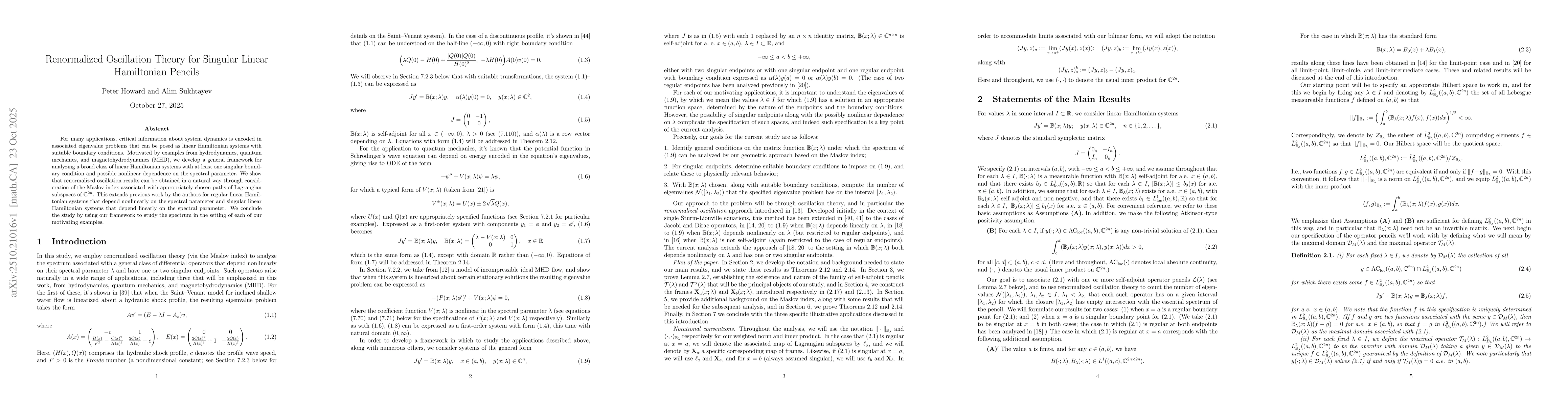 Thumbnail for Renormalized oscillation theory for singular linear Hamiltonian pencils
