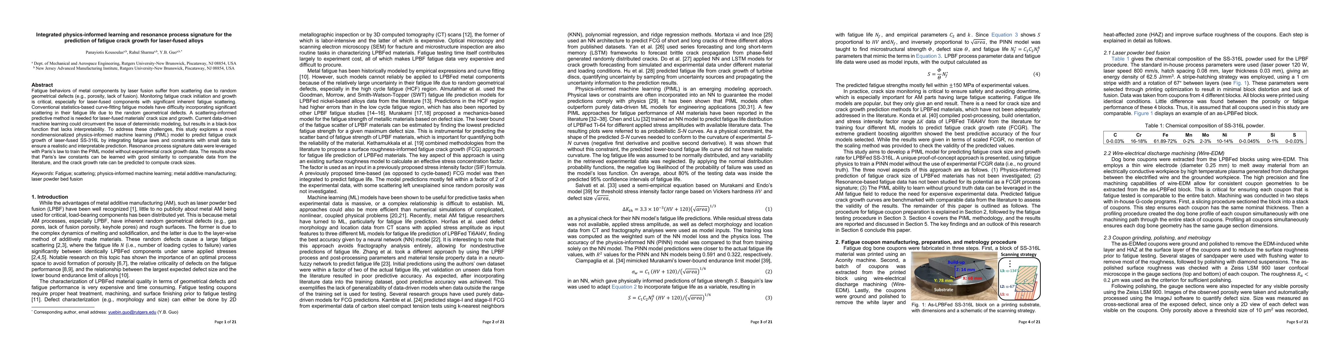 Thumbnail for Integrated physics-informed learning and resonance process signature for
  the prediction of fatigue crack growth for laser-fused alloys