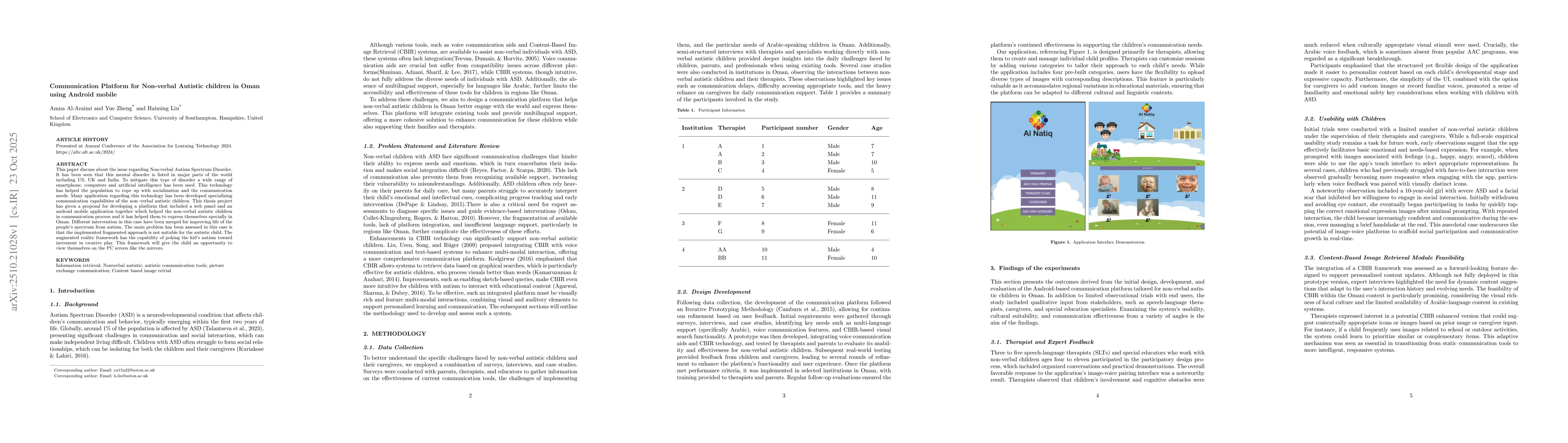 Thumbnail for Communication Platform for Non-verbal Autistic children in Oman using
  Android mobile
