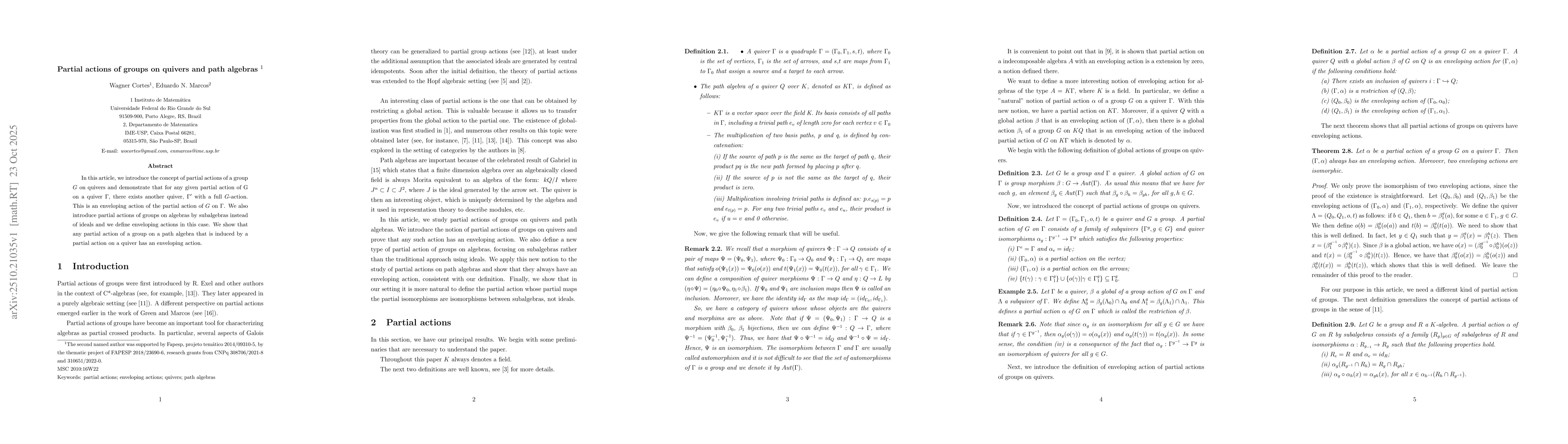 Thumbnail for Partial actions of groups on quivers and path algebras
