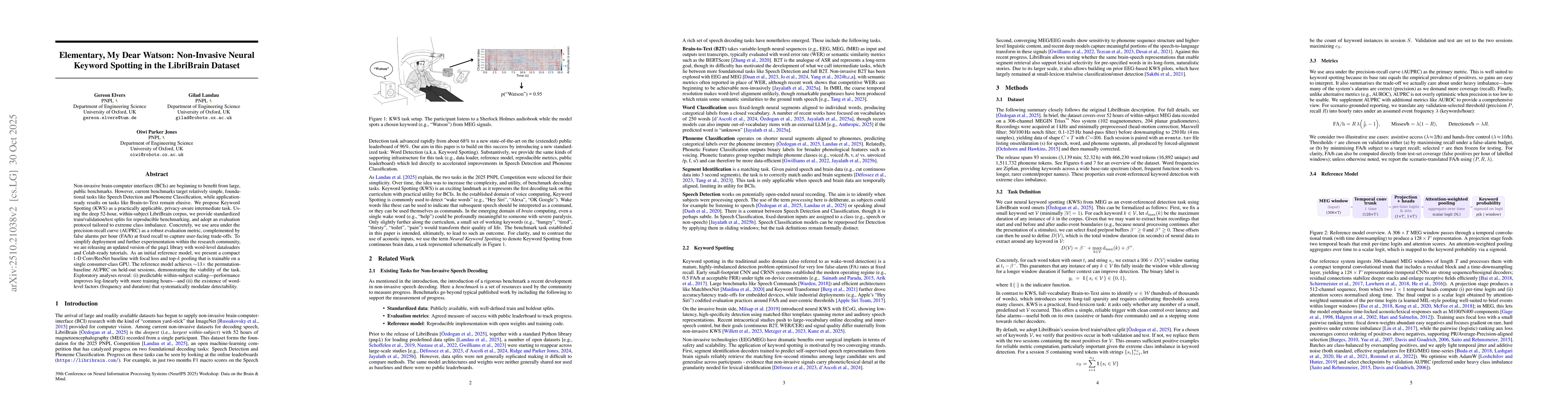 Thumbnail for Elementary, My Dear Watson: Non-Invasive Neural Keyword Spotting in the
  LibriBrain Dataset