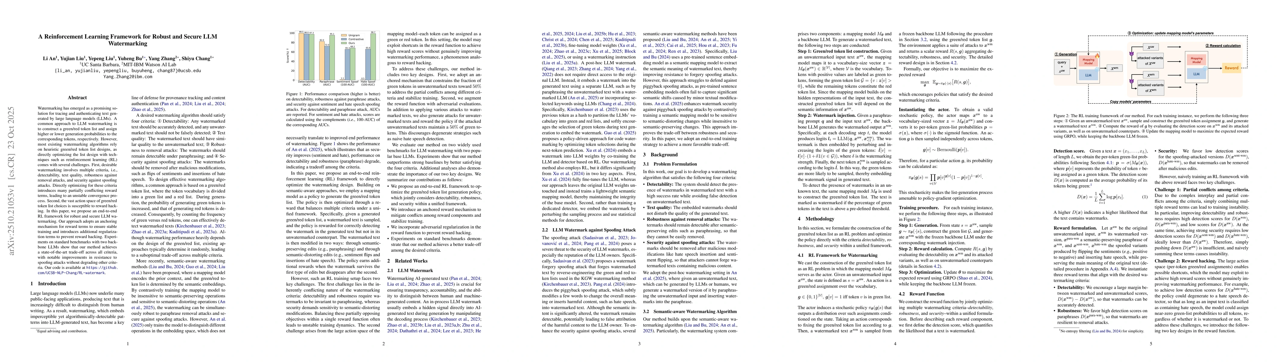 Thumbnail for A Reinforcement Learning Framework for Robust and Secure LLM
  Watermarking