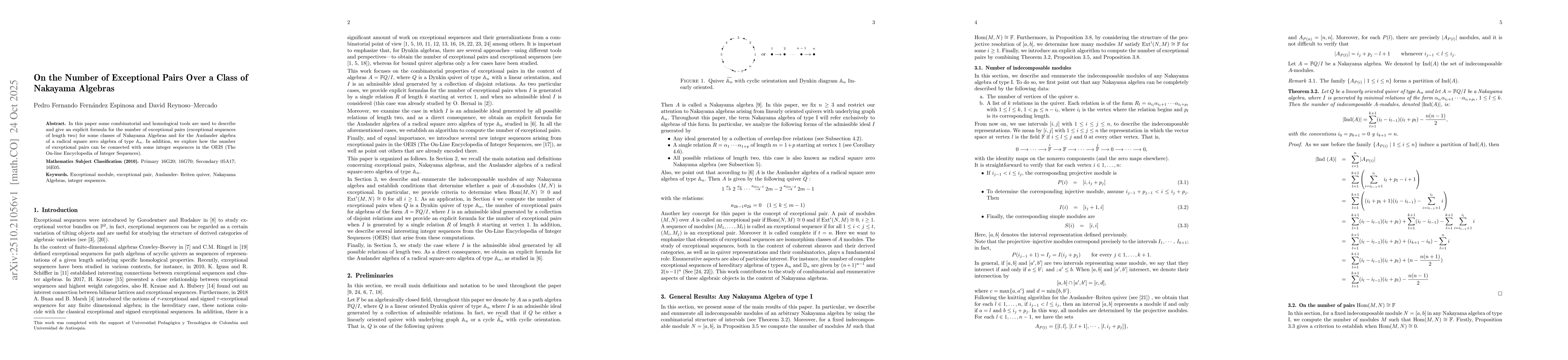 Thumbnail for On the Number of Exceptional Pairs Over a Class of Nakayama Algebras