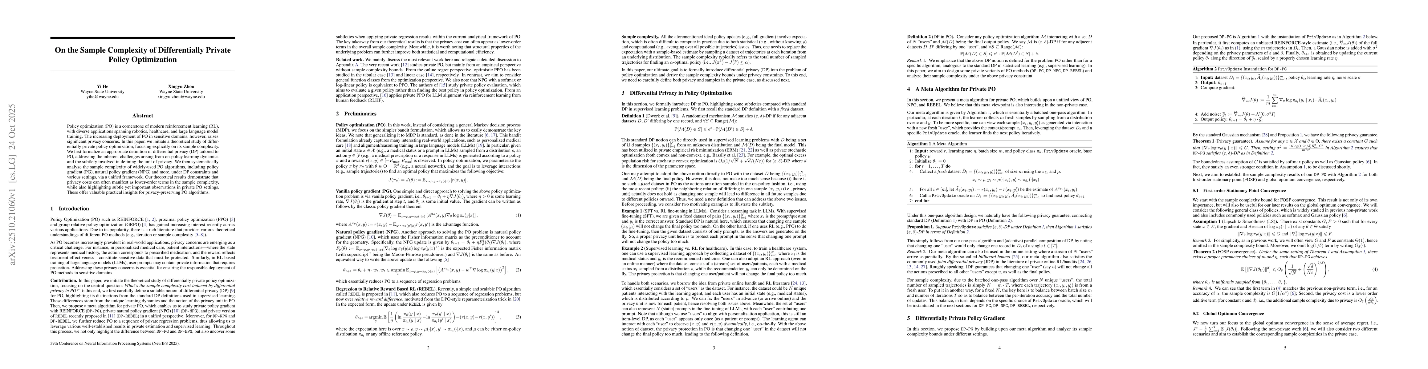 Thumbnail for On the Sample Complexity of Differentially Private Policy Optimization