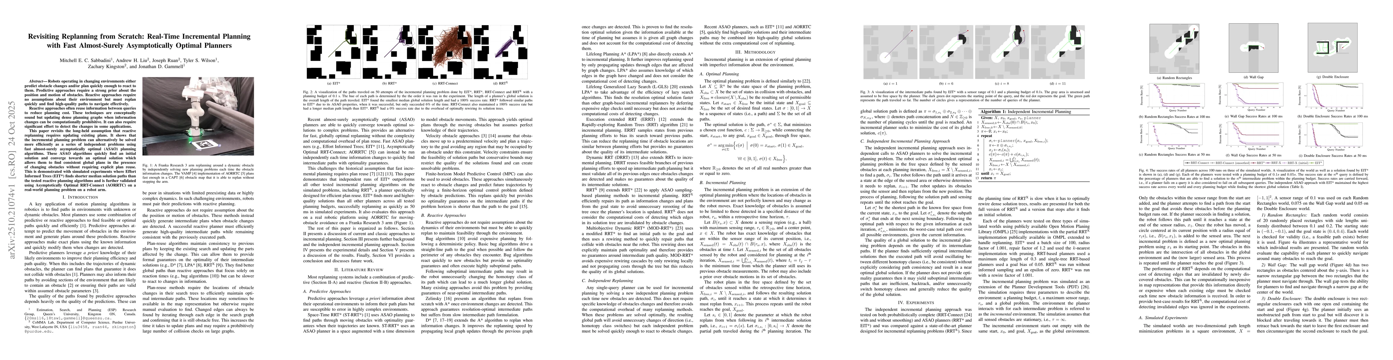 Thumbnail for Revisiting Replanning from Scratch: Real-Time Incremental Planning with
  Fast Almost-Surely Asymptotically Optimal Planners