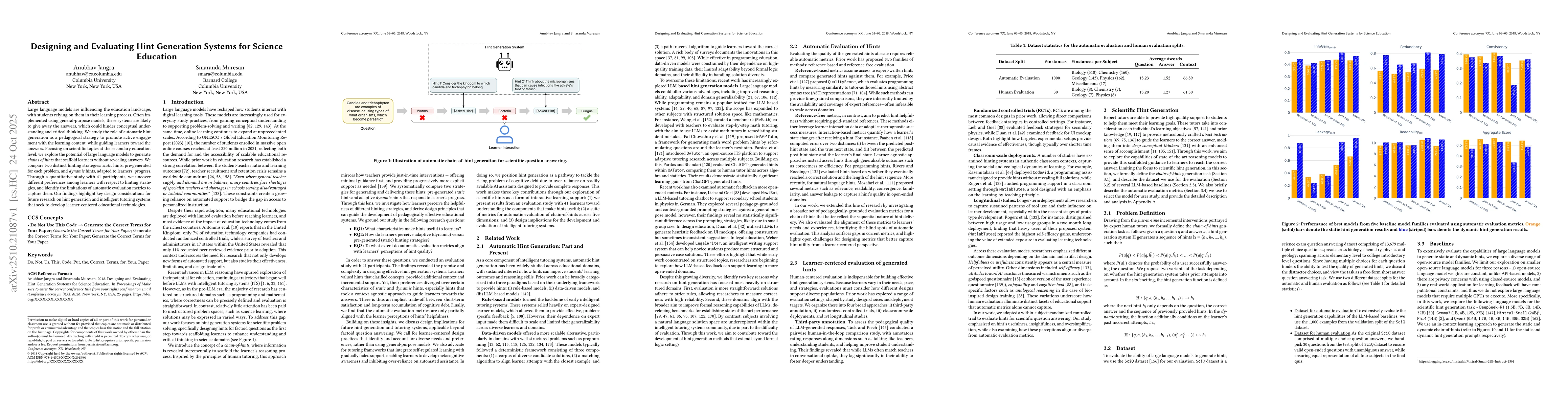 Thumbnail for Designing and Evaluating Hint Generation Systems for Science Education