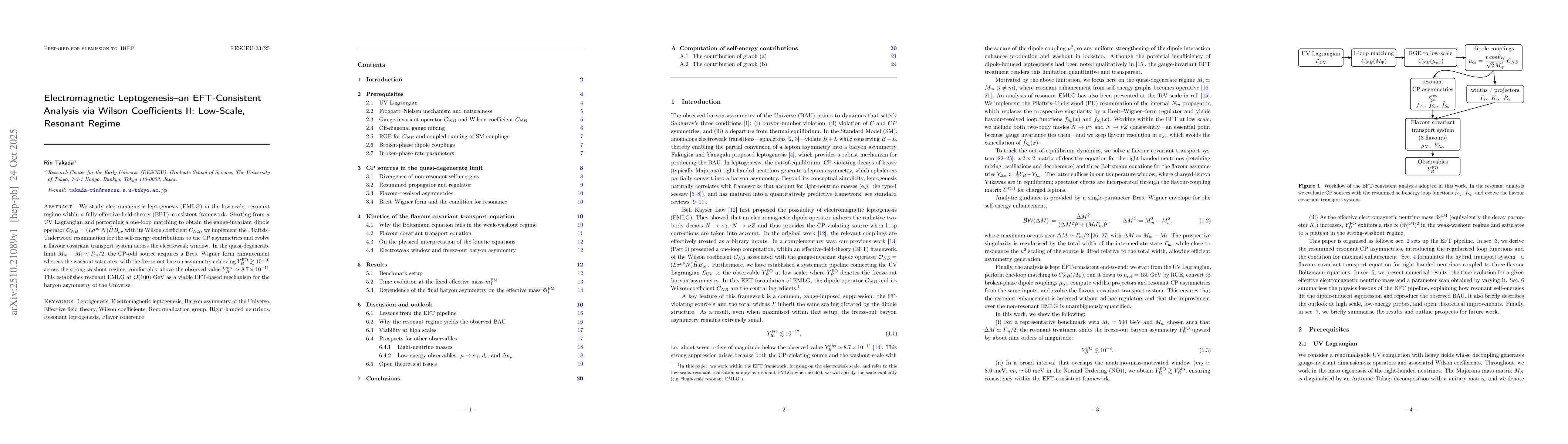 Thumbnail for Electromagnetic Leptogenesis--an EFT-Consistent Analysis via Wilson
  Coefficients II: Low-Scale, Resonant Regime