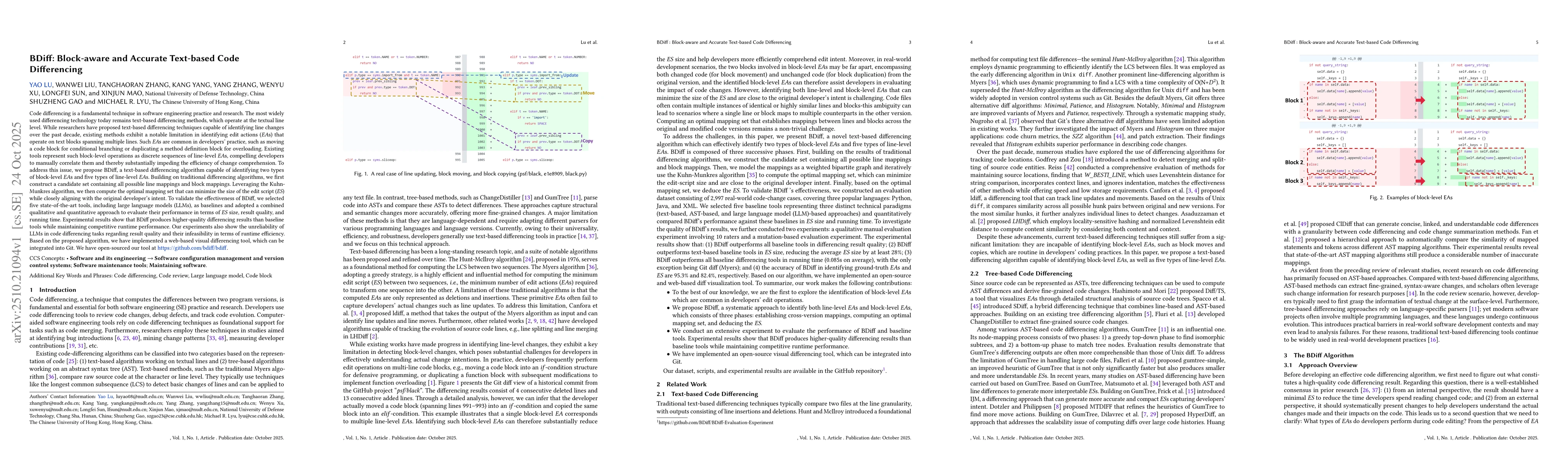 Thumbnail for BDiff: Block-aware and Accurate Text-based Code Differencing
