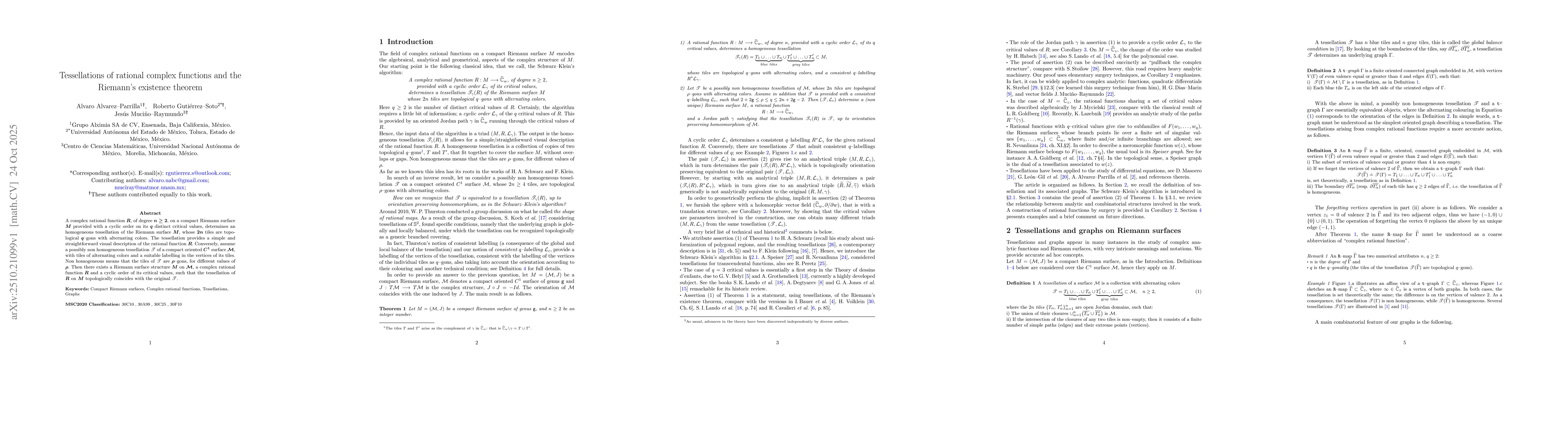 Thumbnail for Tessellations of rational complex functions and the Riemann's existence
  theorem
