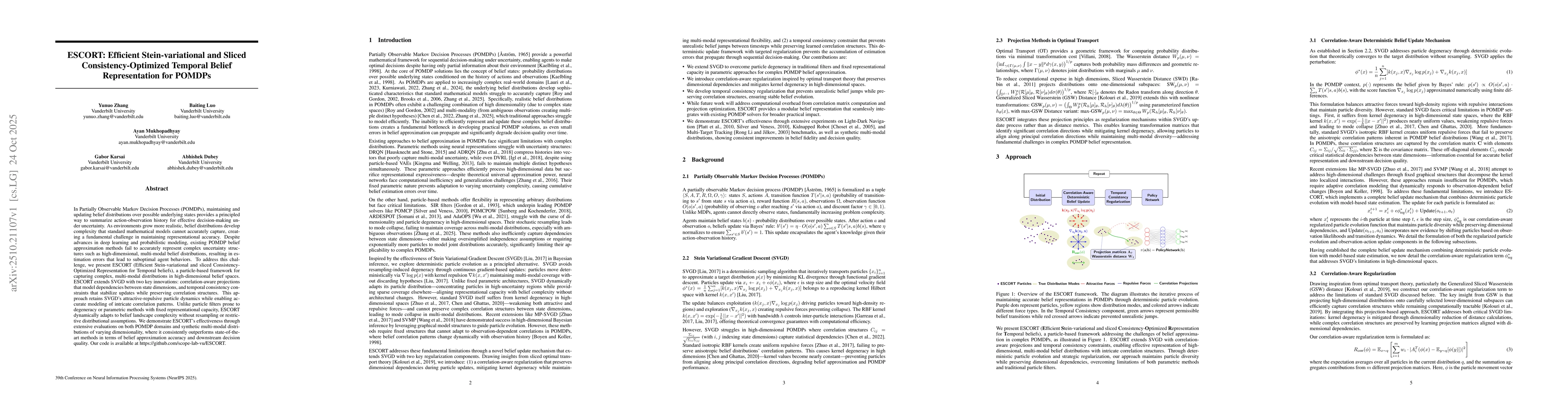 Thumbnail for ESCORT: Efficient Stein-variational and Sliced Consistency-Optimized
  Temporal Belief Representation for POMDPs