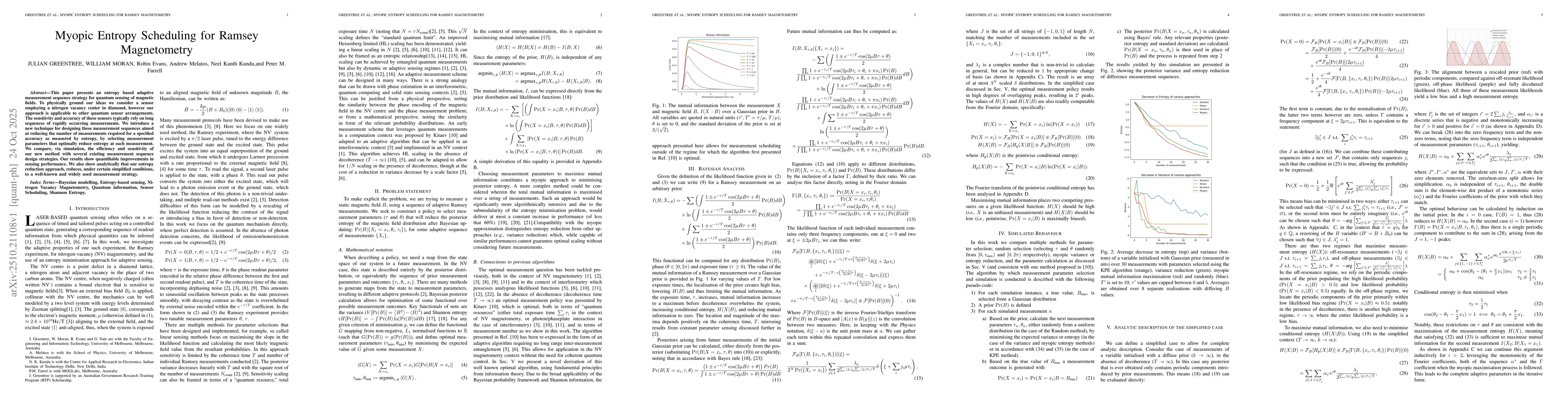 Thumbnail for Myopic Entropy Scheduling for Ramsey Magnetometry