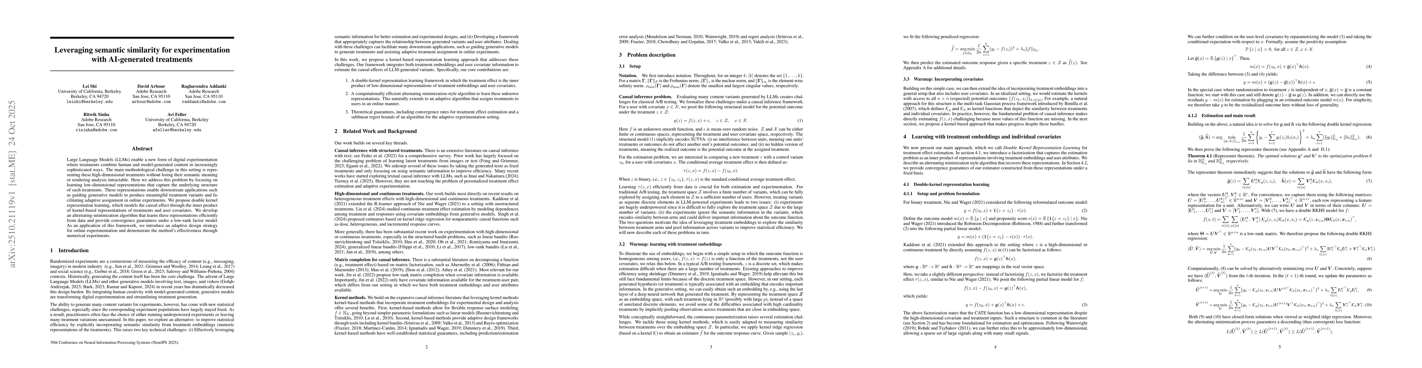 Thumbnail for Leveraging semantic similarity for experimentation with AI-generated
  treatments