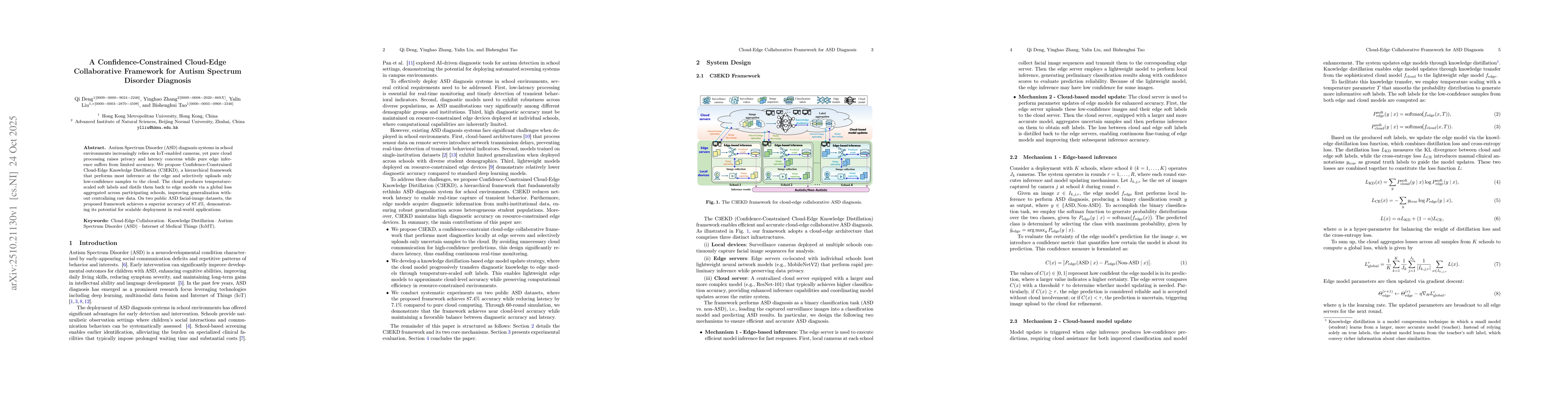 Thumbnail for A Confidence-Constrained Cloud-Edge Collaborative Framework for Autism
  Spectrum Disorder Diagnosis