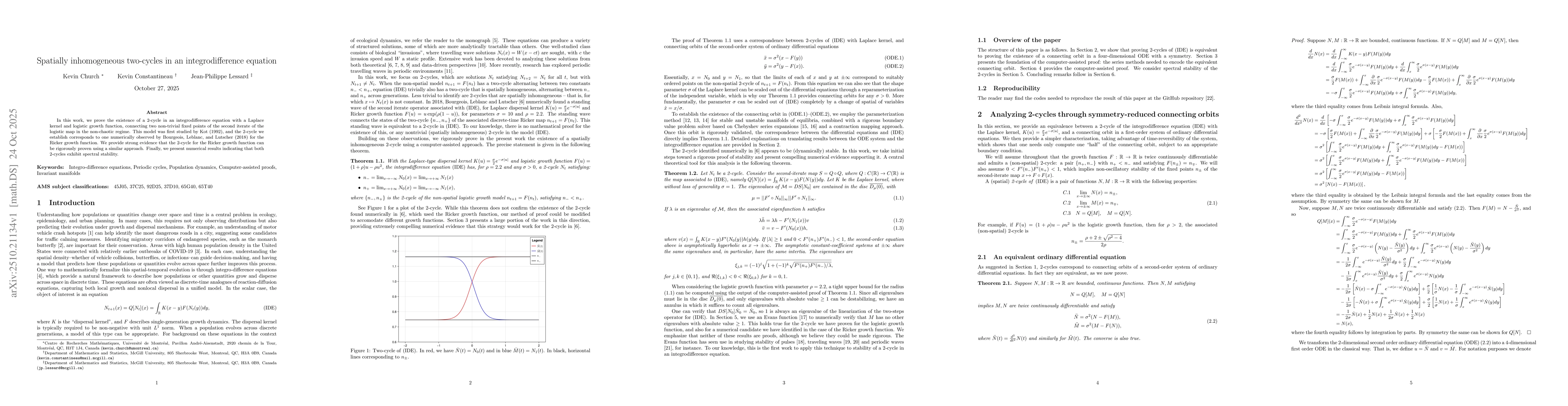 Thumbnail for Spatially inhomogeneous two-cycles in an integrodifference equation