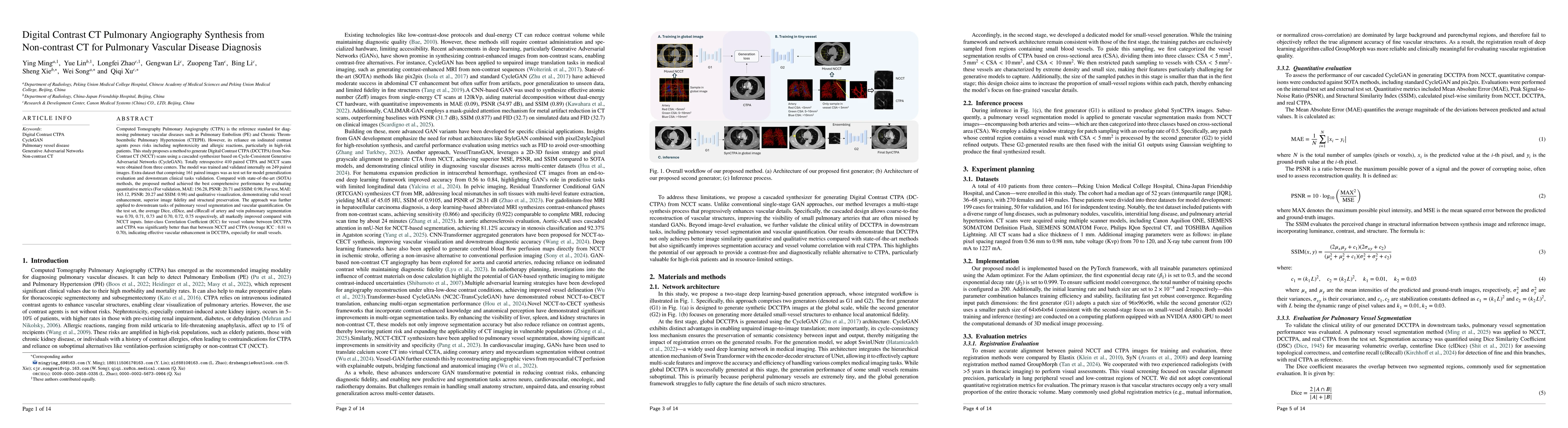 Thumbnail for Digital Contrast CT Pulmonary Angiography Synthesis from Non-contrast CT
  for Pulmonary Vascular Disease