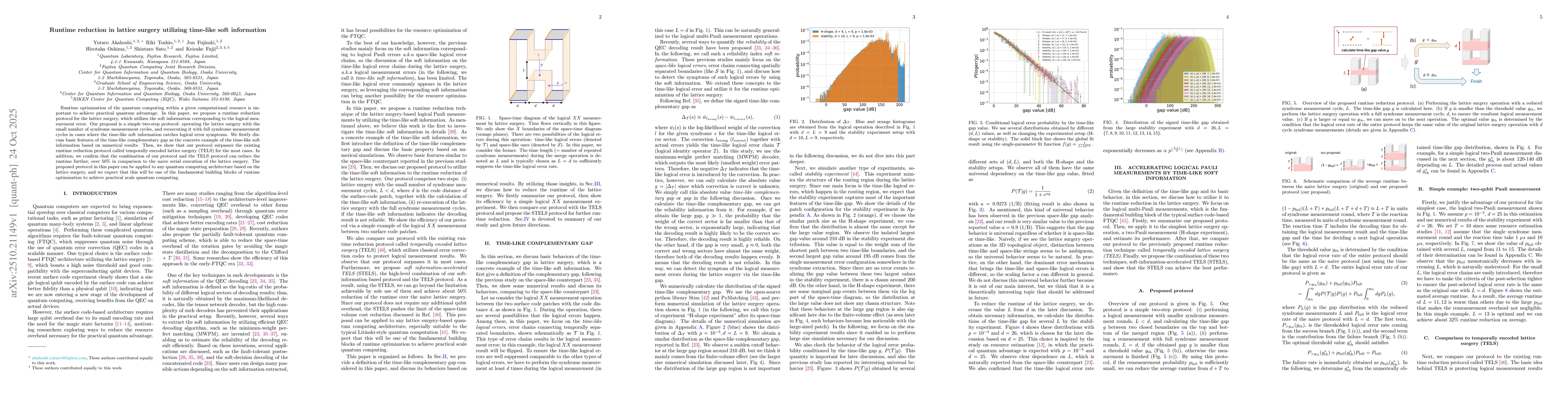 Thumbnail for Runtime reduction in lattice surgery utilizing time-like soft
  information