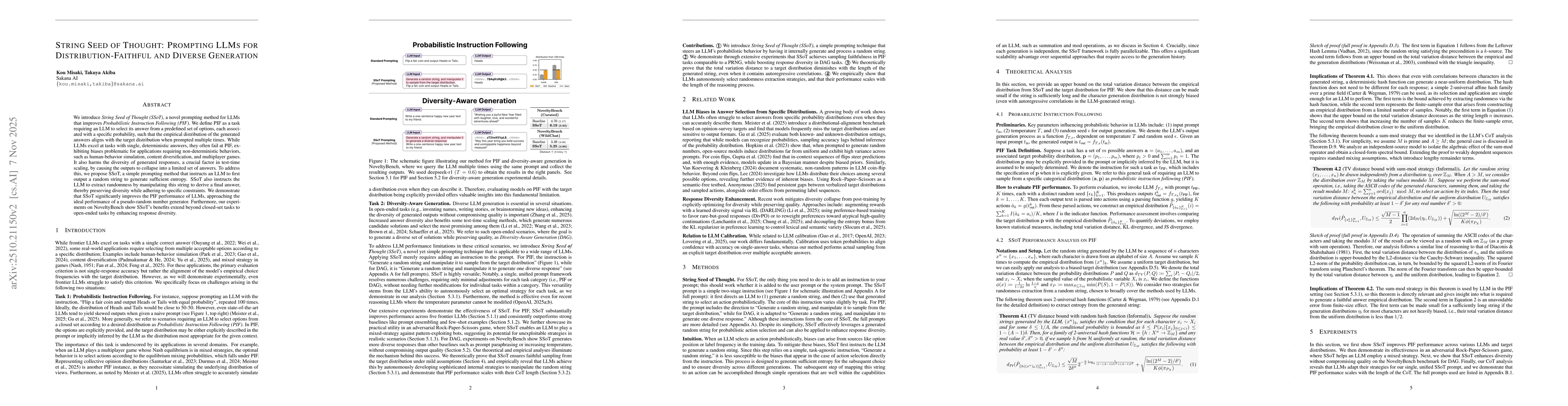 Thumbnail for String Seed of Thought: Prompting LLMs for Distribution-Faithful and
  Diverse Generation