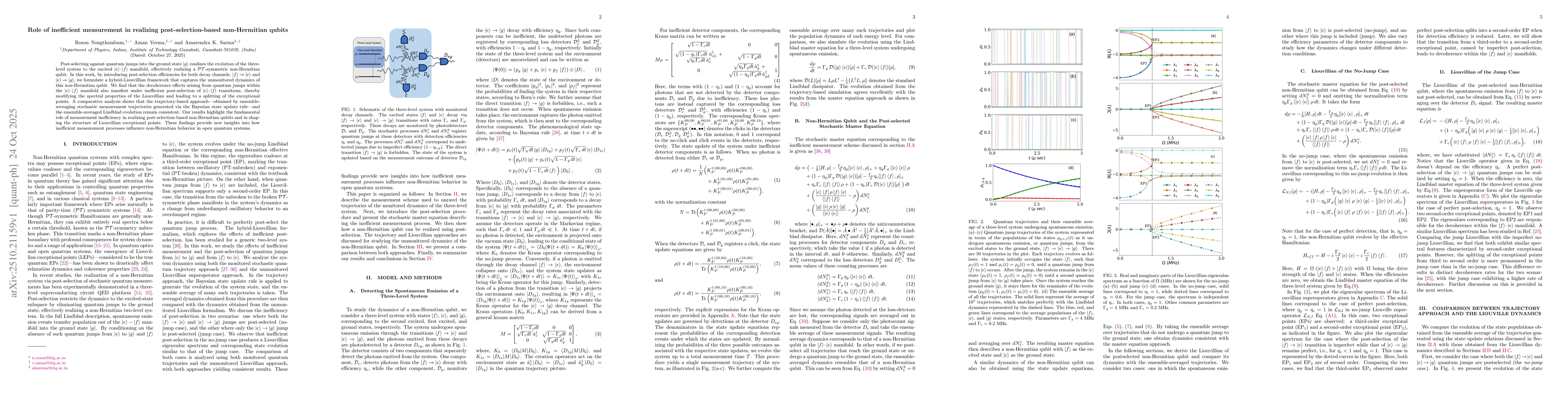 Thumbnail for Role of inefficient measurement in realizing post-selection-based
  non-Hermitian qubits