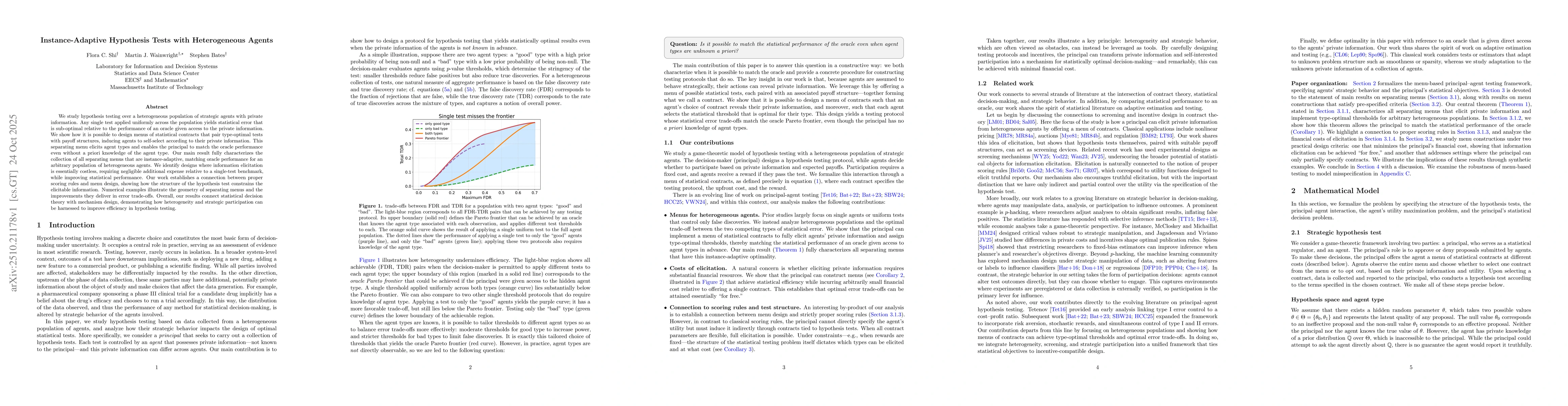Thumbnail for Instance-Adaptive Hypothesis Tests with Heterogeneous Agents