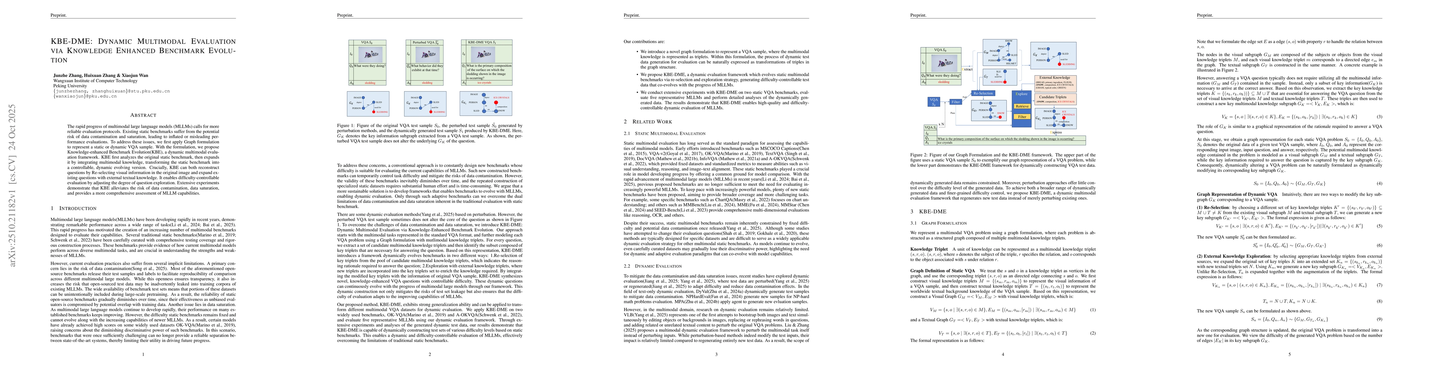 Thumbnail for KBE-DME: Dynamic Multimodal Evaluation via Knowledge Enhanced Benchmark
  Evolution