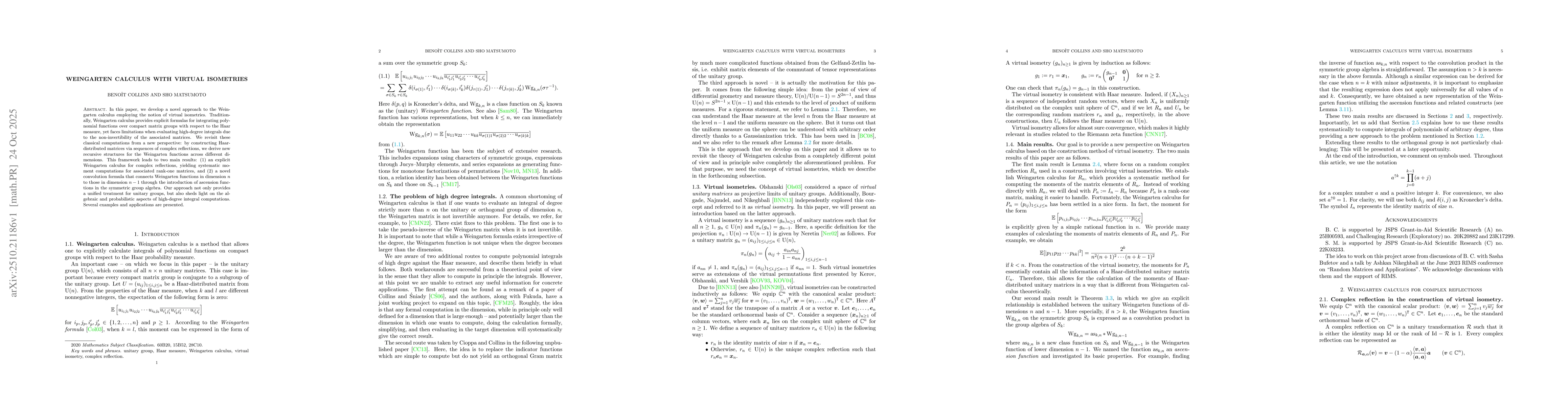 Thumbnail for Weingarten calculus with virtual isometries