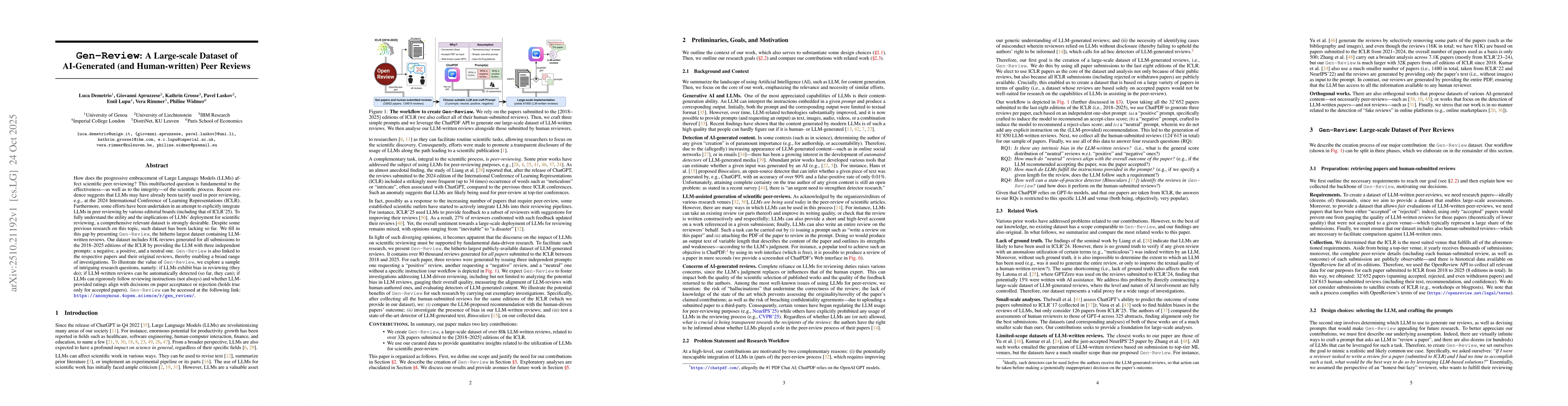 Thumbnail for Gen-Review: A Large-scale Dataset of AI-Generated (and Human-written)
  Peer Reviews