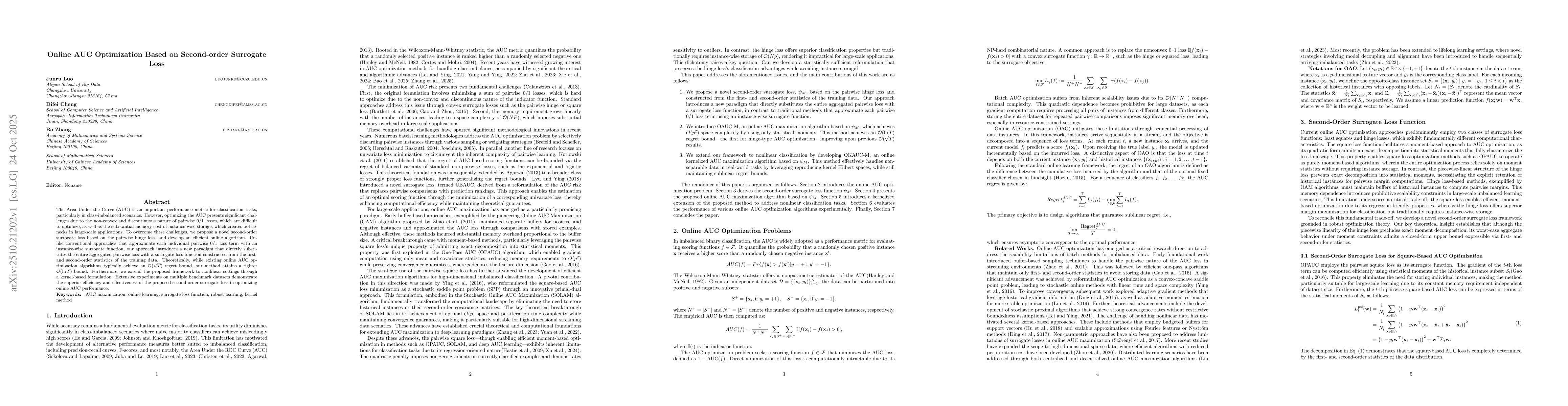 Thumbnail for Online AUC Optimization Based on Second-order Surrogate Loss