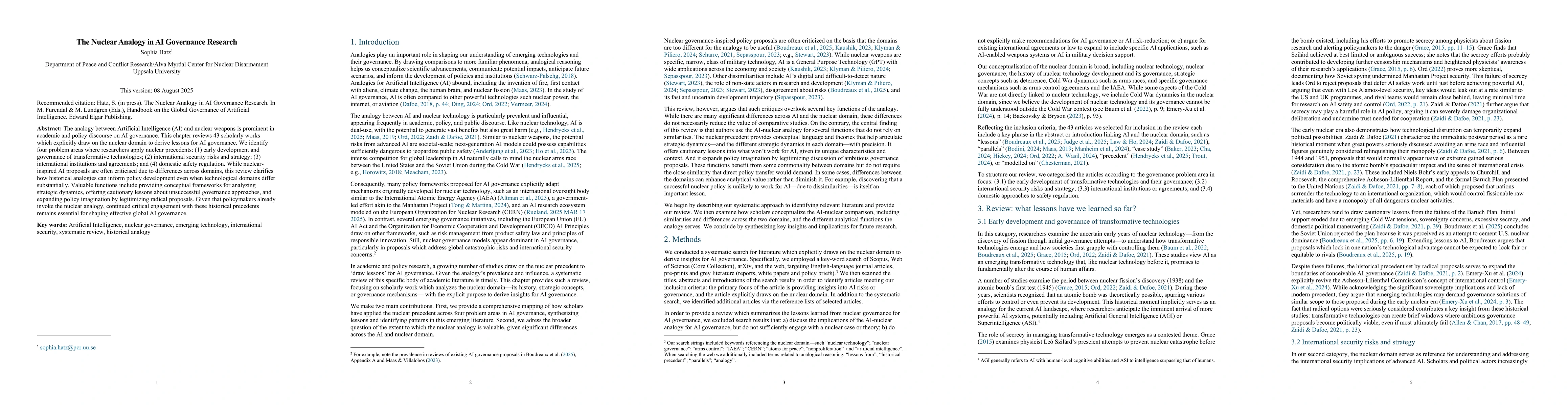 Thumbnail for The Nuclear Analogy in AI Governance Research