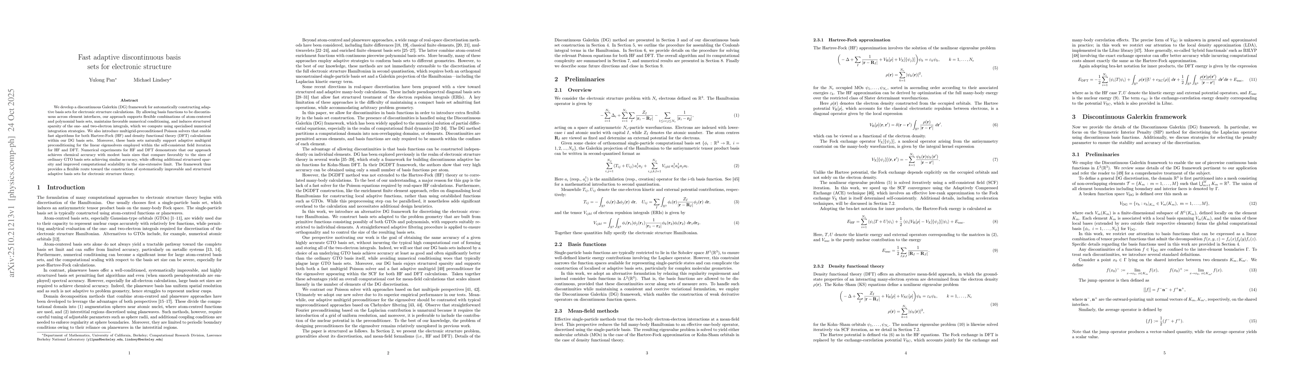 Thumbnail for Fast adaptive discontinuous basis sets for electronic structure