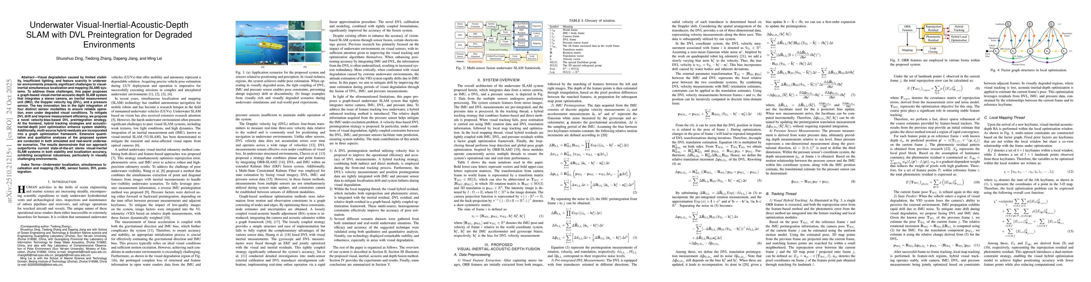 Thumbnail for Underwater Visual-Inertial-Acoustic-Depth SLAM with DVL Preintegration
  for Degraded Environments