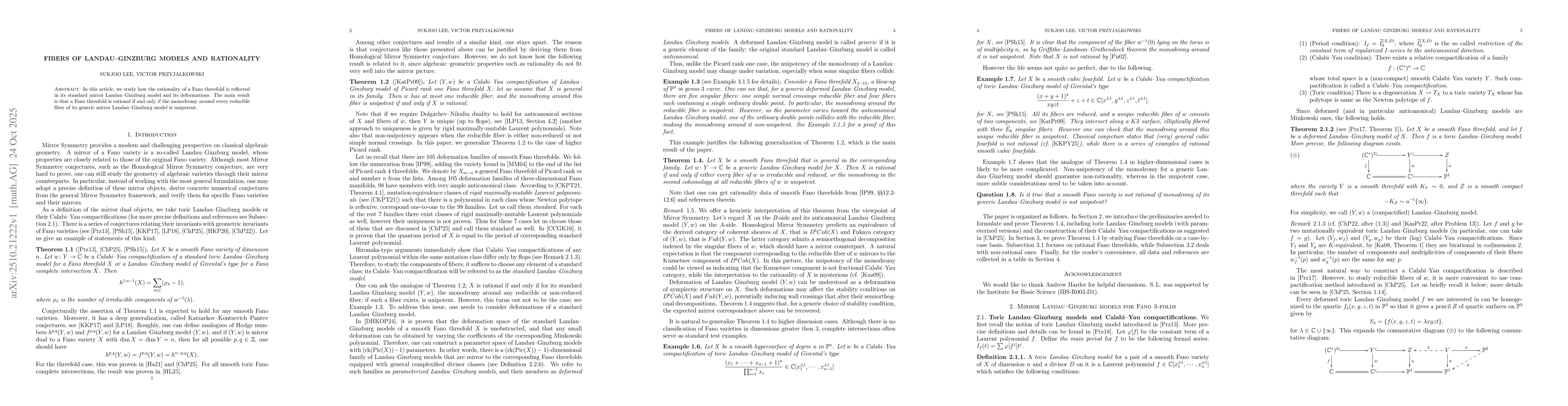 Thumbnail for Fibers of Landau-Ginzburg models and rationality