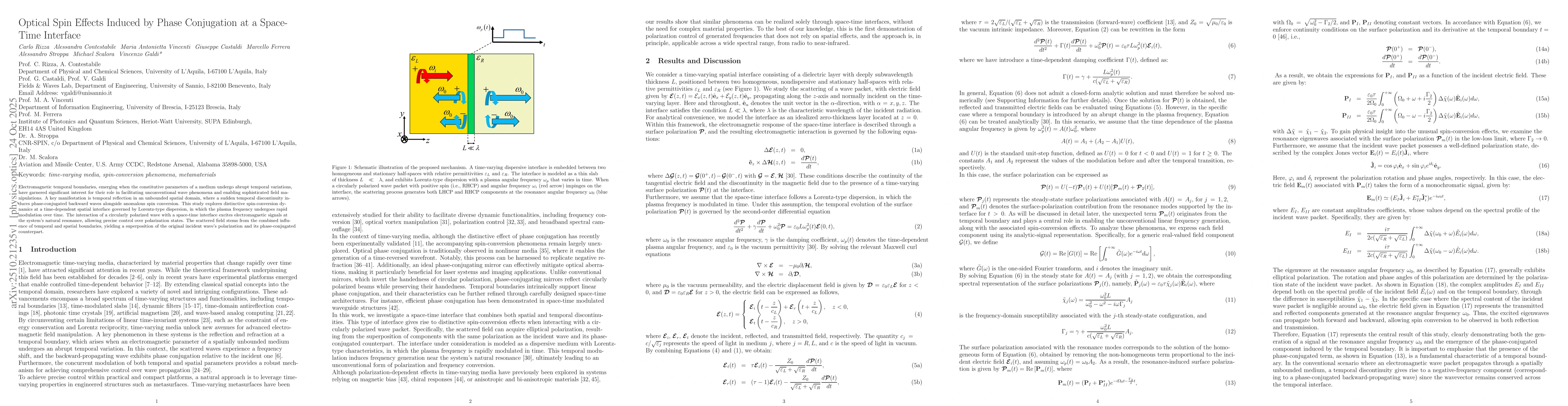 Thumbnail for Optical Spin Effects Induced by Phase Conjugation at a Space-Time
  Interface