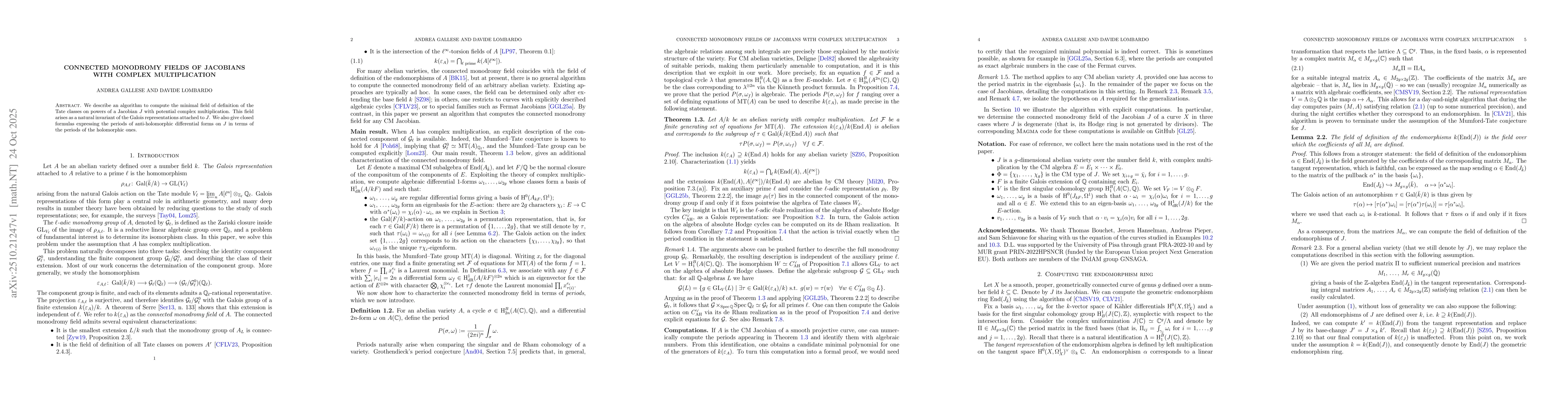 Thumbnail for Connected monodromy fields of Jacobians with complex multiplication