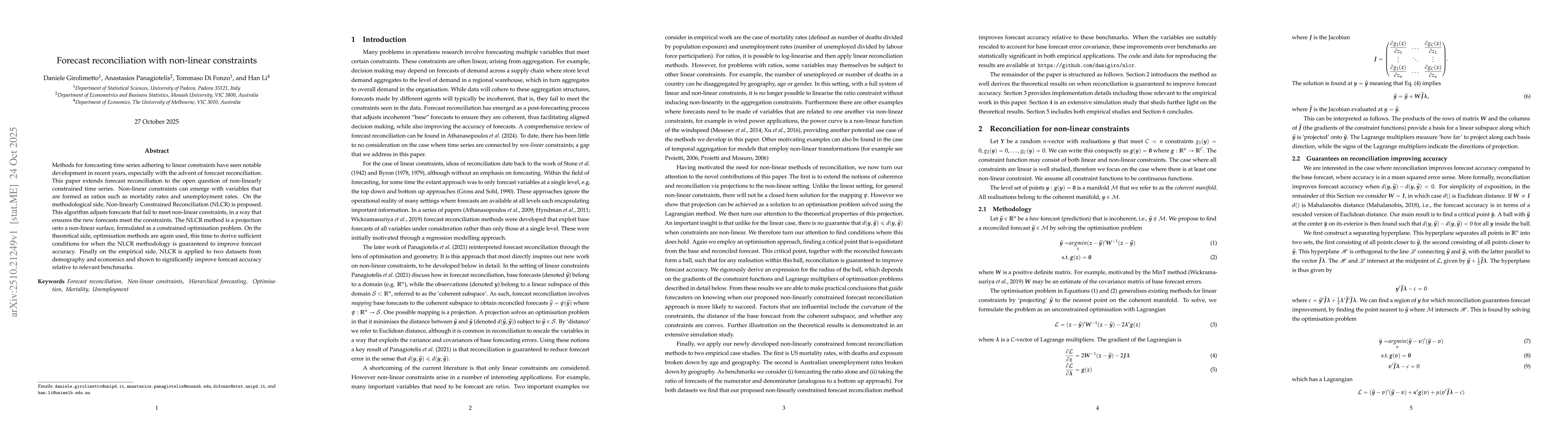 Thumbnail for Forecast reconciliation with non-linear constraints