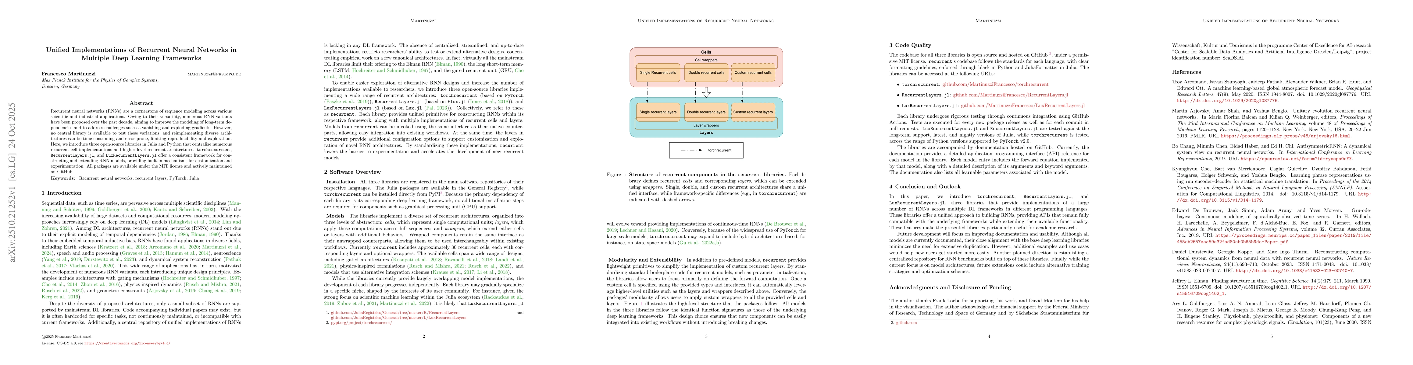 Thumbnail for Unified Implementations of Recurrent Neural Networks in Multiple Deep
  Learning Frameworks