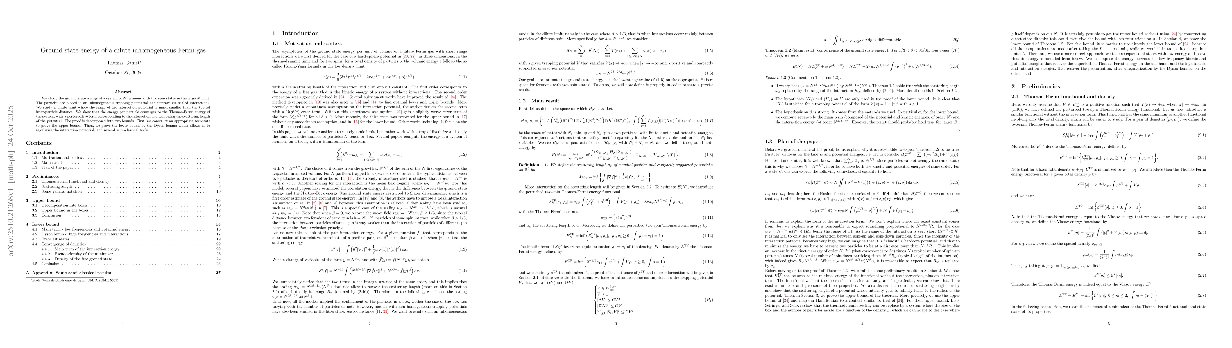 Thumbnail for Ground state energy of a dilute inhomogeneous Fermi gas